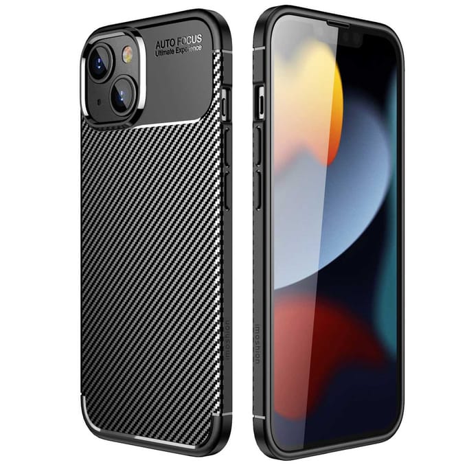 imoshion Hoesje - Geschikt voor Apple iPhone 14 Plus - Carbon Softcase Backcover - Zwart
