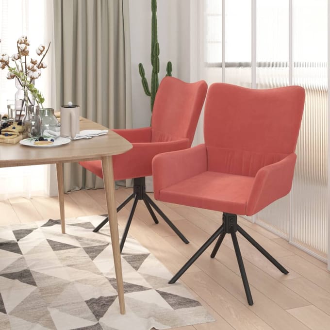 vidaXL - Eetkamerstoelen - draaibaar - 2 - st - fluweel - roze