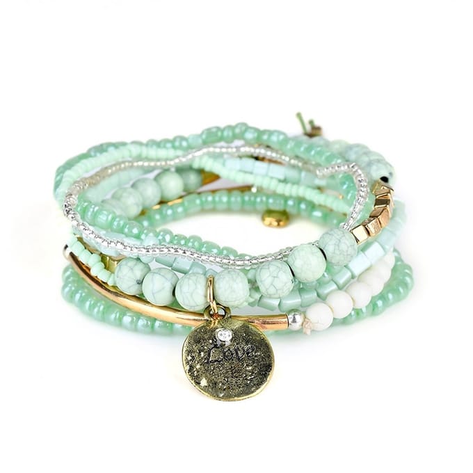Jomide Armbandjes set - Bohemian Vintage - Lichtgroen