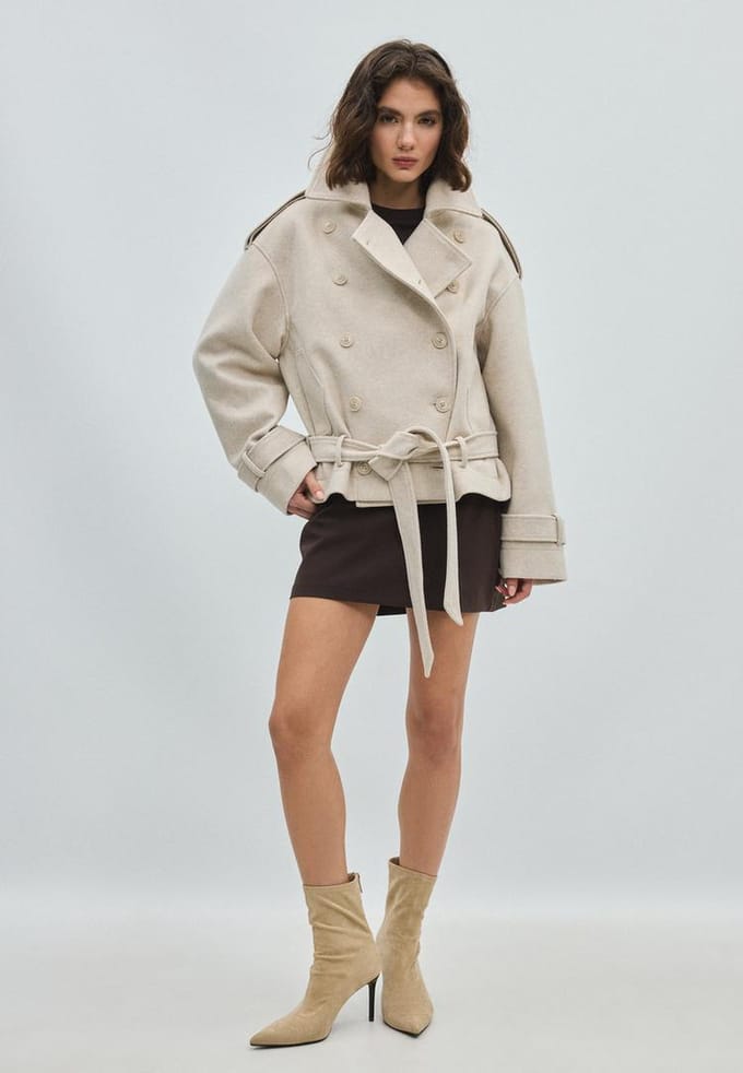 Stradivarius Oversized trenchjack met zachte touch  Ecru XS