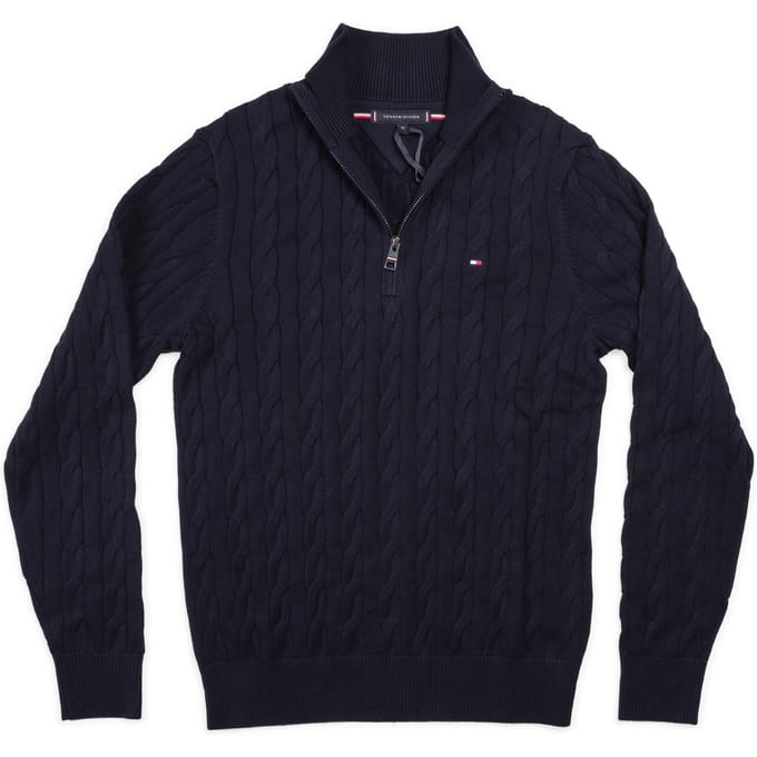 Tommy Hilfiger Pullover classic cotton cable zip mock mw0mw36532/dw5