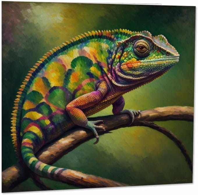 Dieren Wenskaart Impressionisme Kunst - Vierkante Kaart met Luxe Envelop