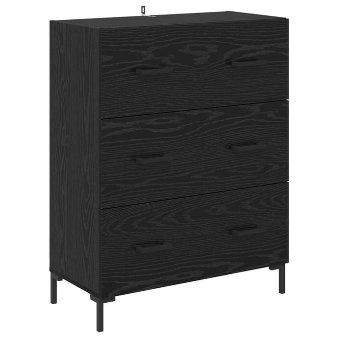 vidaXL Dressoir Zwart Eiken 69,5 x 34 x 90 cm Gemonteerd hout en ijzer