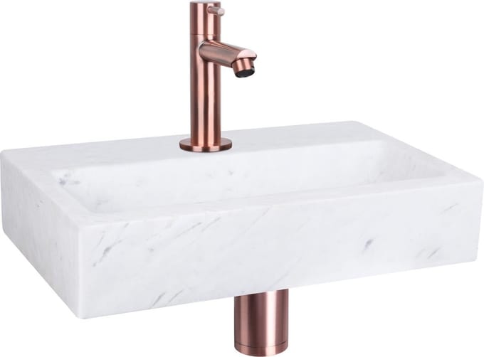 Differnz Flat Fonteinset - Marmer - Kraan recht rood koper - 38 x 24 x 8 cm