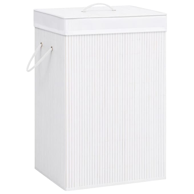 vidaXL - Wasmand - met - 1 - vak - bamboe - wit