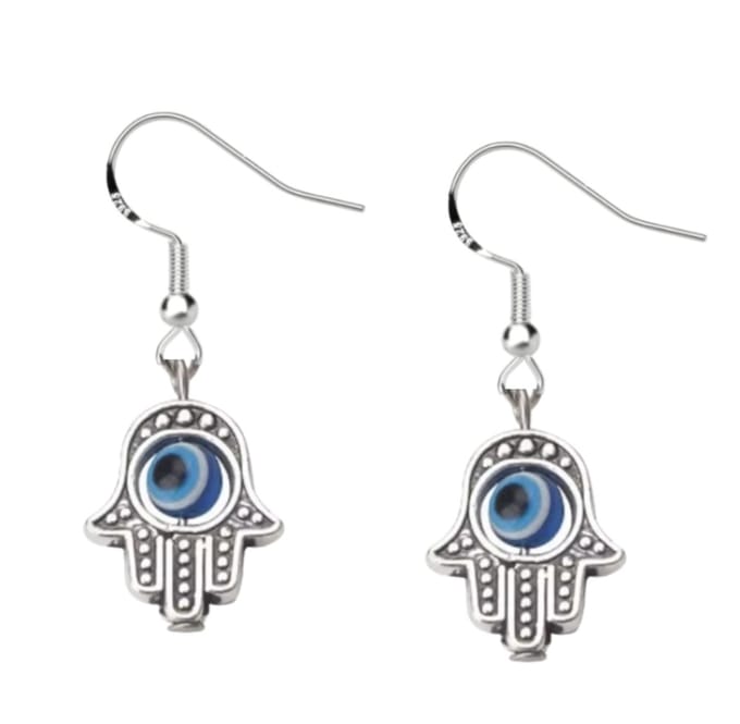 Lange oorbellen- Bleu Turks eye- Fatima-Charme Bijoux