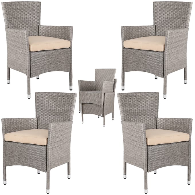 Casaria Polyrattan Tuinstoelen – 4 Stuks Stapelbaar & Kussens – Beige