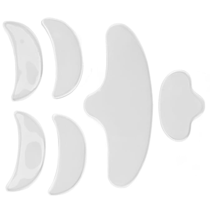 6 Stuks Siliconen Gezichtspad Set Herbruikbare Oog Voorhoofd Kin Rimpelpleisters Anti-Aging voor Schoonheid white