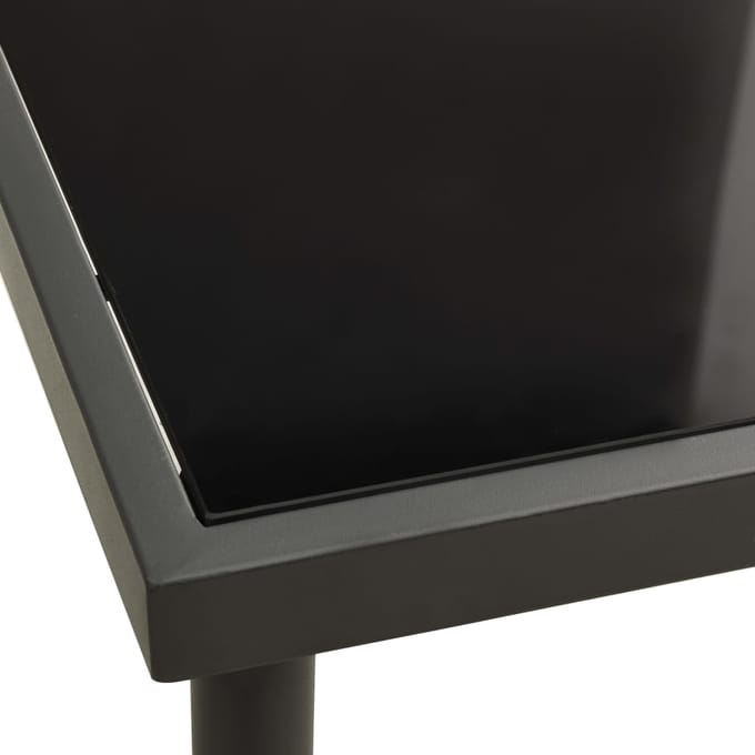 vidaXL - Tuintafel - 80x80x72 - cm - glas - en - staal - antracietkleurig