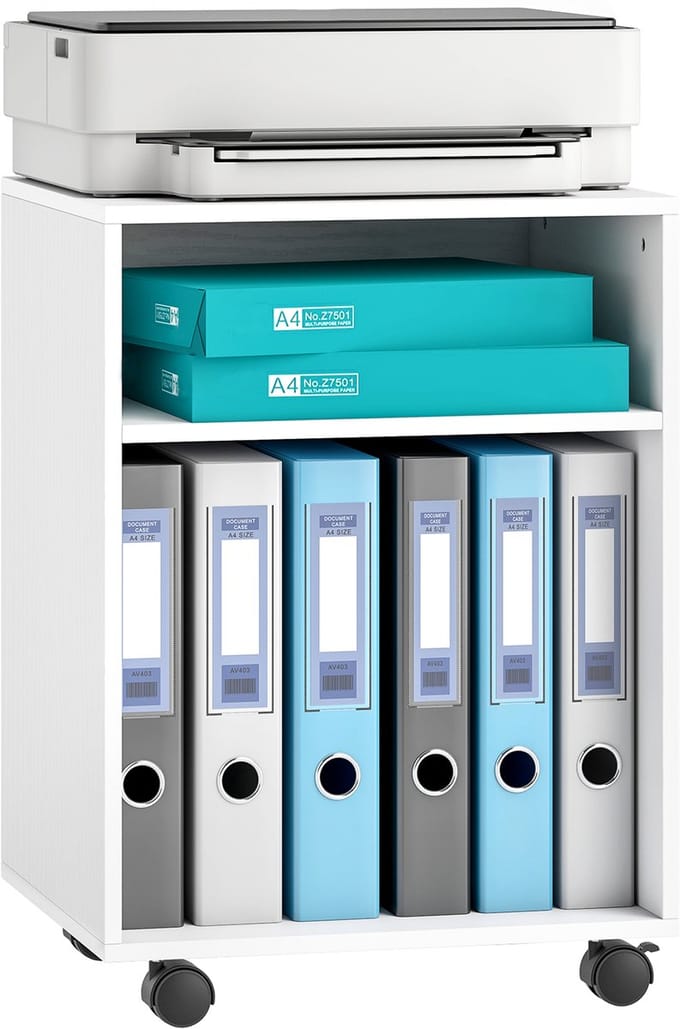 HOMCOM Printerkast - Spaanplaat - 40B x 35D x 55,5H cm - Wit