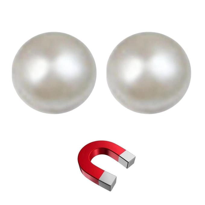 Fako Bijoux® - Oorbellen - Magneet - Magnetisch - Parel - 7mm - Wit