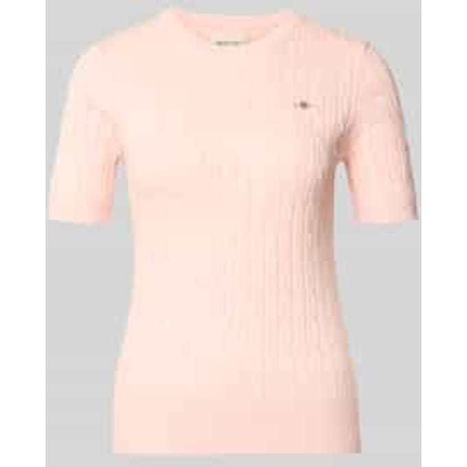 Gebreid shirt met Kabelpatroon en Labelstitching