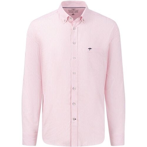 Fynch-Hatton Overhemd All-Season Oxford Stripe Roze / male