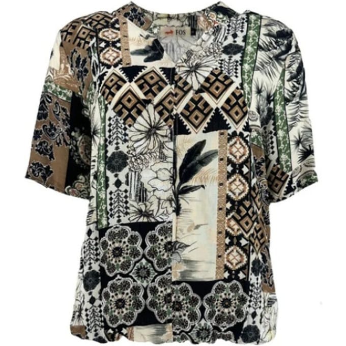 FOS Amsterdam Top doortje patch tropical zwart