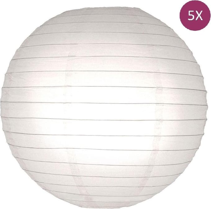 Brandvertragende lampion wit 75 cm - 5 stuks - grote lampion