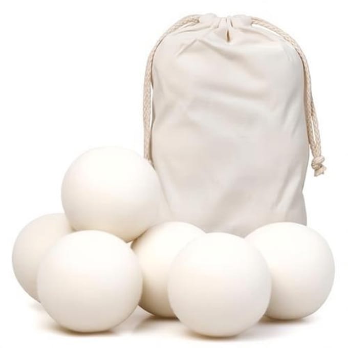 6 Wasdrogerballen - 100% Schapenwol - Met opbergzak