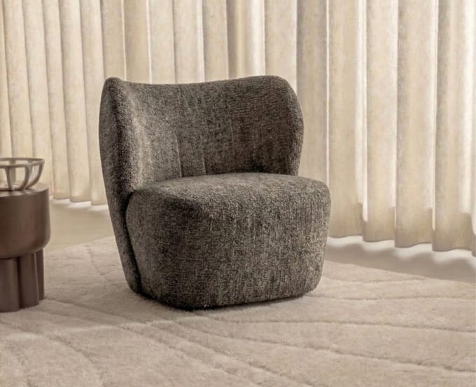 Fauteuil Riley - Antraciet - Japandi - 75x82x80 cm