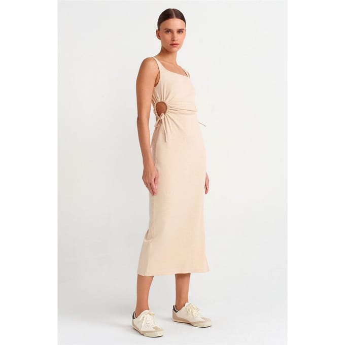 Mouwloze Bodycon Midi Jurk Met Uitsnijding
