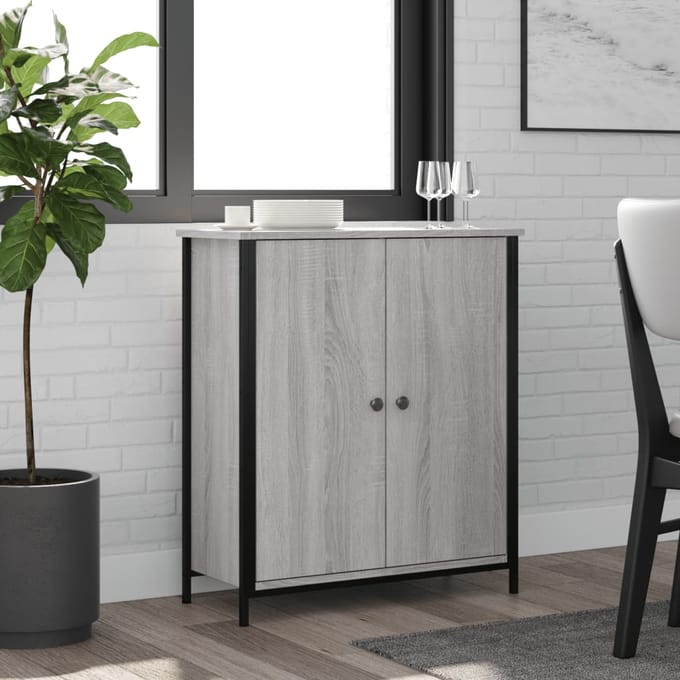 vidaXL - Dressoir - 70x30x80 - cm - bewerkt - hout - grijs - sonoma
