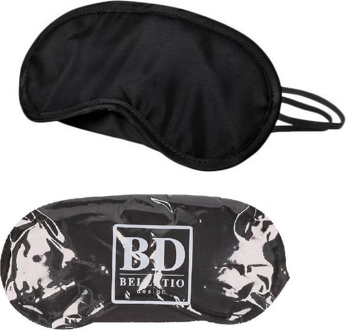 Bellatio Design Slaapmaskers - oogmaskers - microfiber - one size fits all - zwart - elastiek - reismaker - 18 x 9 cm