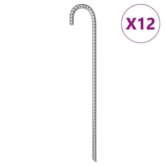 vidaXL - Tentharingen - 12 - st - Ø12 - mm - 41,5 - cm - gegalvaniseerd - staal