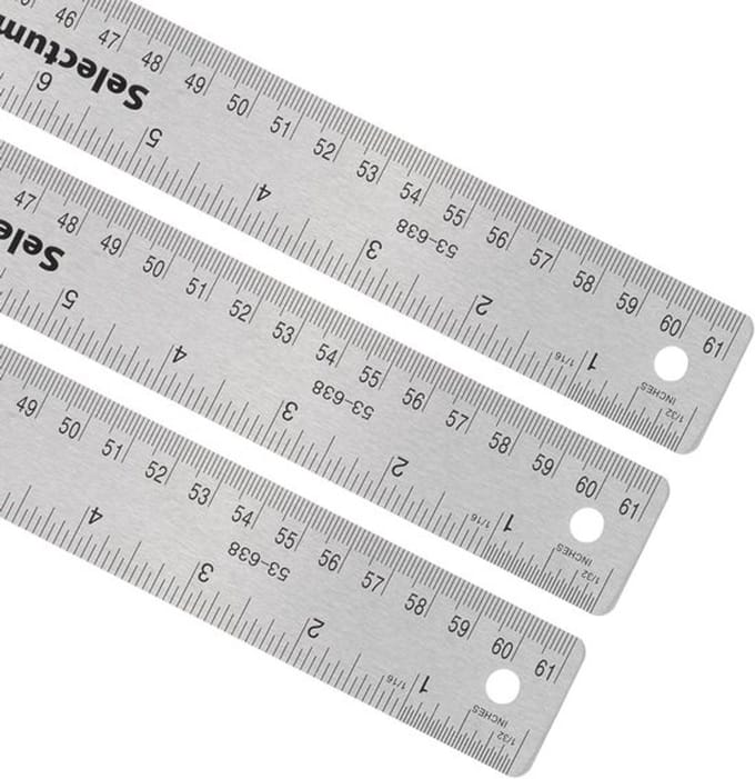 Allecto - Roestvrijstalen liniaal - Dubbelschalig - Antislip