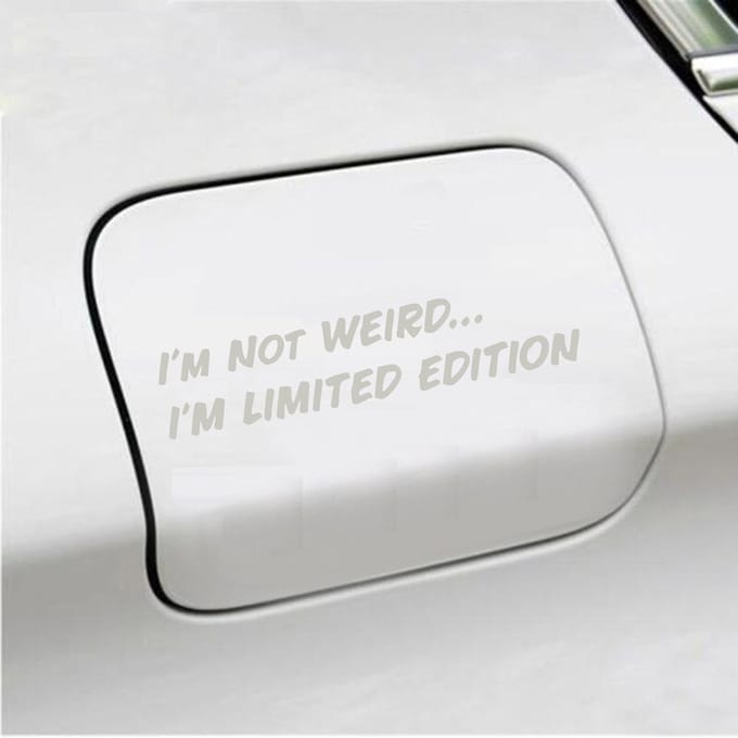 Bumpersticker - Im Not Weird - 4 X 20 - Zilver
