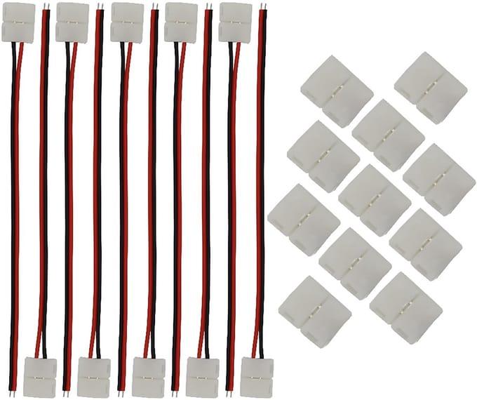 Allecto - 2-polige LEDstrip-connector - Soldeervrij - Geschikt voor 8