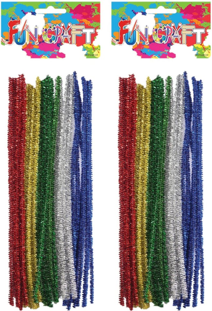 Chenille draad - 120x stuks - glitter 5 kleurenmix - Buigbaar draad - 30 cm - Knutselen hobby