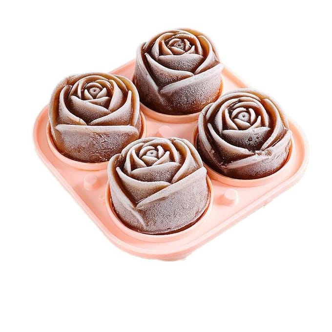 Moules à glace en forme de Rose 3D, grands plateaux à glaçons, en forme de fleur mignonne, en caoutchouc de Silicone, amusant, grande machine à boules de glace rose
