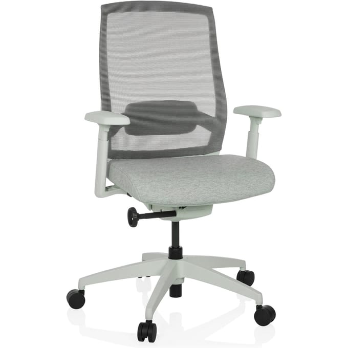 Bureaustoel / draaistoel COLORE rugleuning mesh / zitting stof lichtgrijs hjh OFFICE