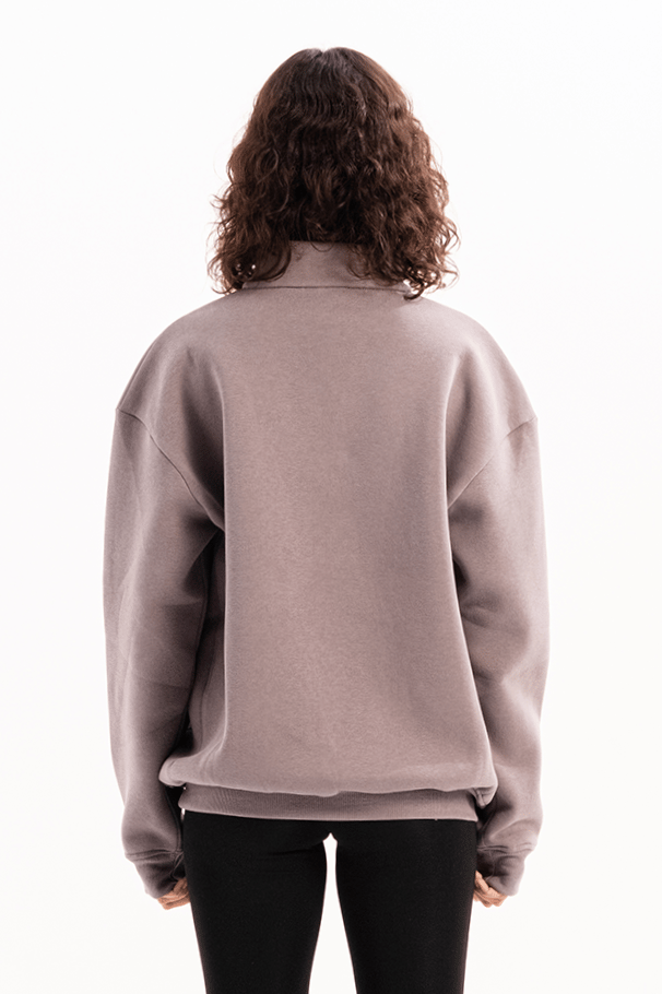 JUSTEVER Oversized Fit Opstaande Kraag Halve Rits Grijze Dames Sweatshirt - Cass