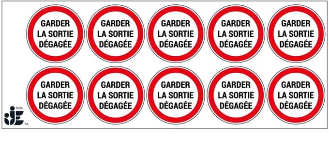 Garder la sortie dégagée sticker | 5 cm - 10 stuks per vel