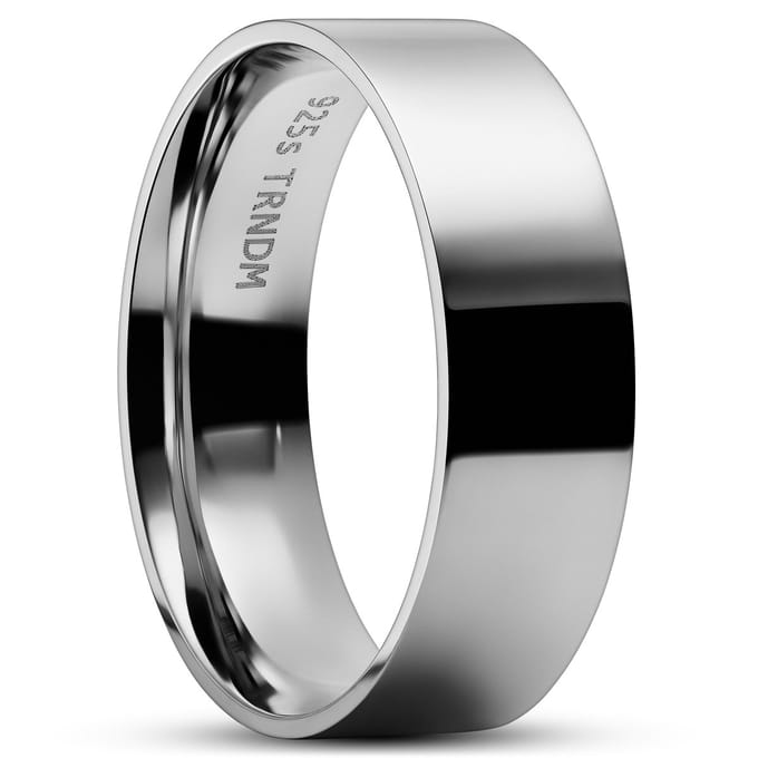 7 mm Gepolijste ring van gerhodineerd 925 sterling zilver