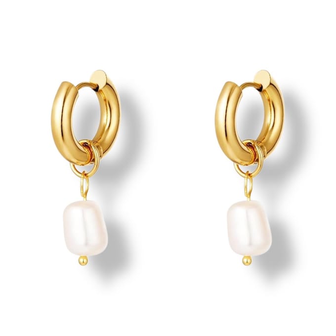RVS oorbellen parels simpel - Yehwang - Oorbellen - One size - Goud