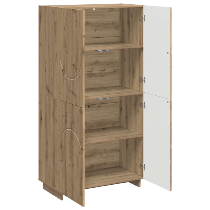 vidaXL - Highboard - Artisanaal - eiken - 79 - x - 41 - x - 151 - cm - Bewerkt - hout