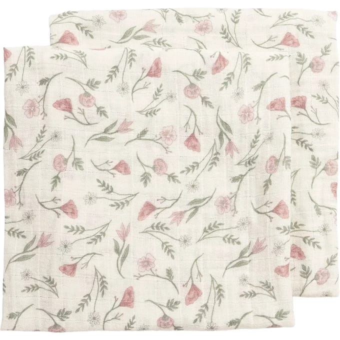 Meyco Baby Flower Swaddle - 2-pack - Pre-washed Hydrofiel - Multicolour - 120x120cm