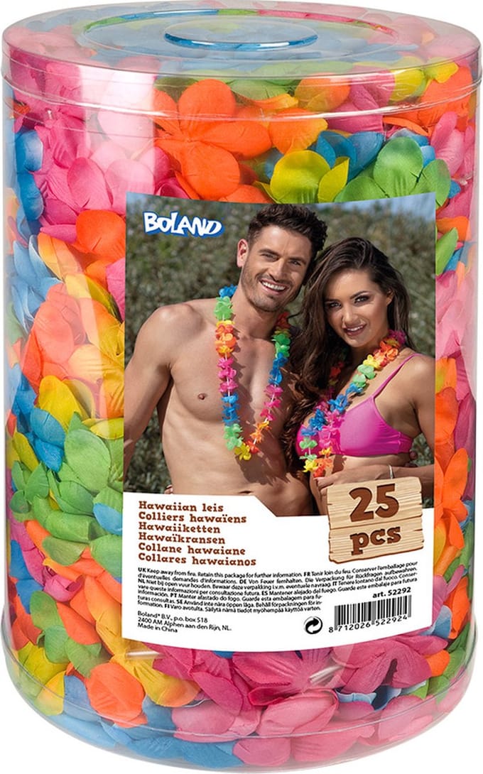 Boland - Set 25 hawaïkransen multikleur Multi - Volwassenen - Unisex - - Hawaii - Themafeest - Strandfeest - Carnaval