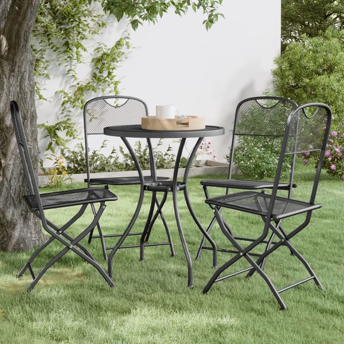 vidaXL - Inklapbare - stoelen - 4 - st - metaalgaas - antracietkleurig