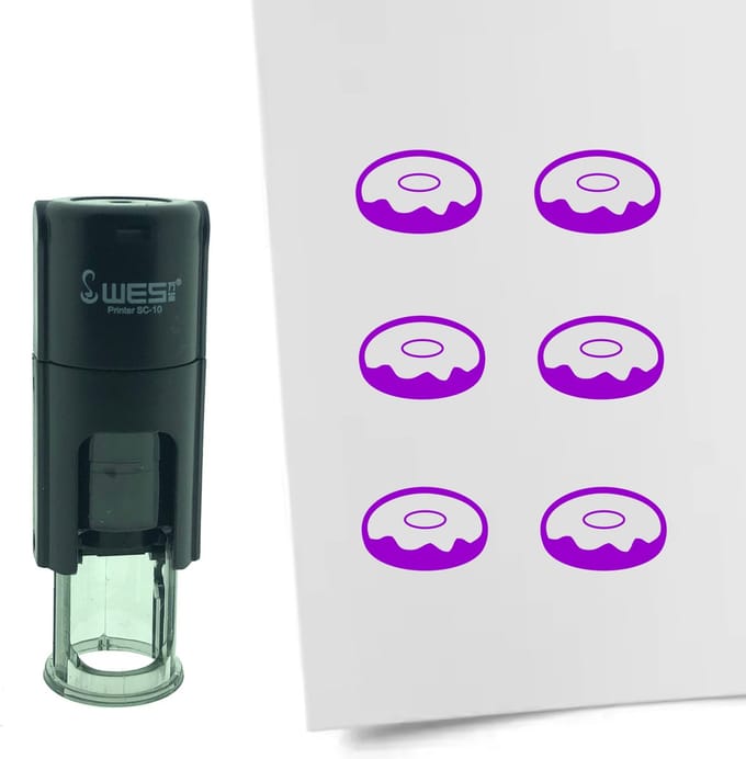 CombiCraft Stempel Donut 10mm rond - paarse inkt