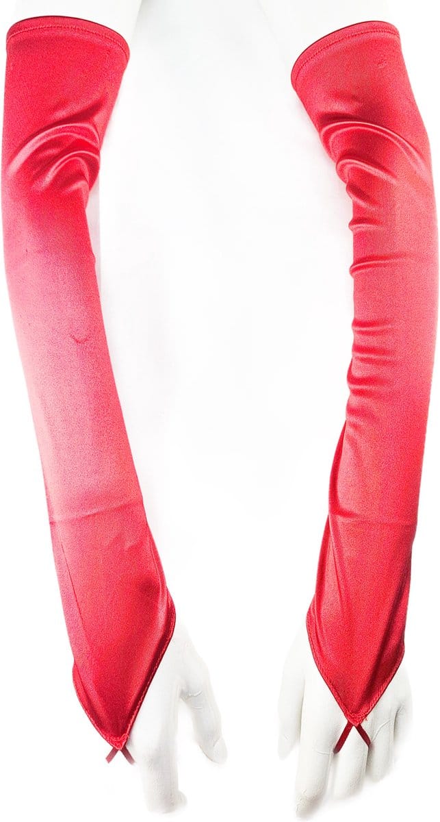 BamBella® Vingerloos handschoenen Rood - One Size - Satijn Feest