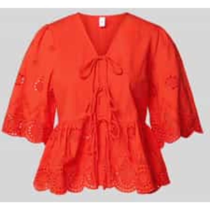 regular fit blouse met ajour borduursels model 'Cornelia'