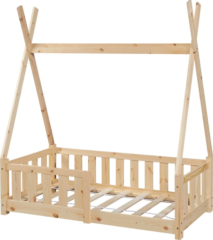 Kinderbed Tipi grenen met uitvalbeveiliging 70x140 cm houtkleurig