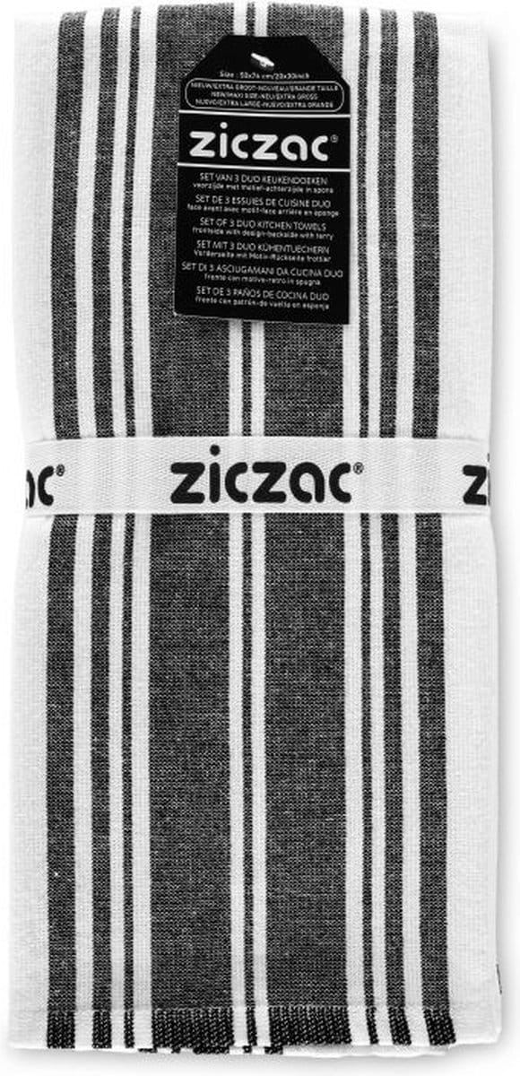 ZICZAC - Theedoek Culinary Duo Stripe - SET/3 - 50x76 cm, zwart