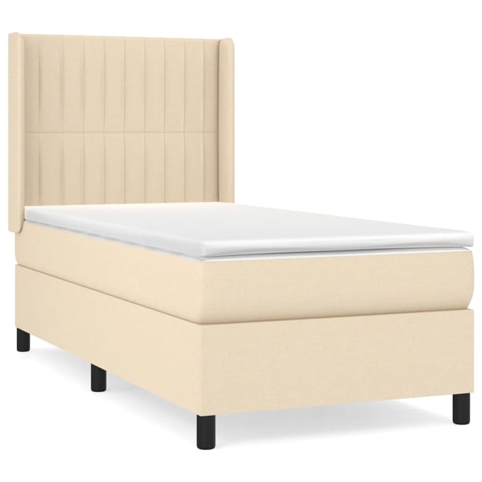 vidaXL - Boxspring - met - matras - stof - crèmekleurig - 80x200 - cm