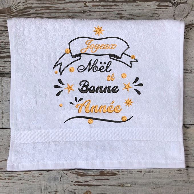 Gastendoek- Joyeux Noël et Bonne Année - Wit