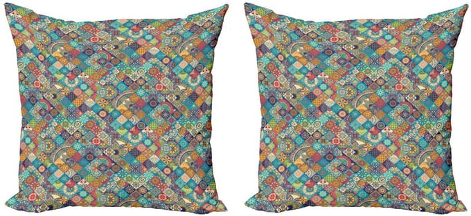 ABAKUHAUS Kussenhoezen Set 2x50x50 cm – Dubbelzijdig bedrukt – Multicolor