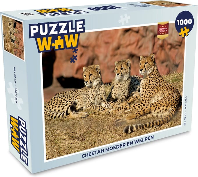 Puzzel Cheetah moeder en welpen - Legpuzzel - Puzzel 1000 stukjes volwassenen