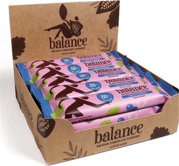 Balance | Chocolade Reep | Puur Bosbes | 20 Stuks | 20 x 35g