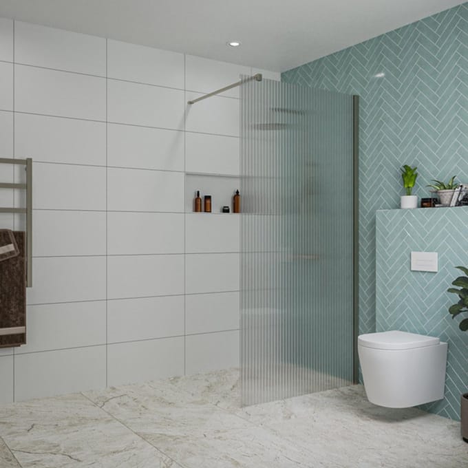FugaFlow Eccelente Vetro inloopdouche badkamer - 100x200cm - ribbelglas - wandarm - gunmetal